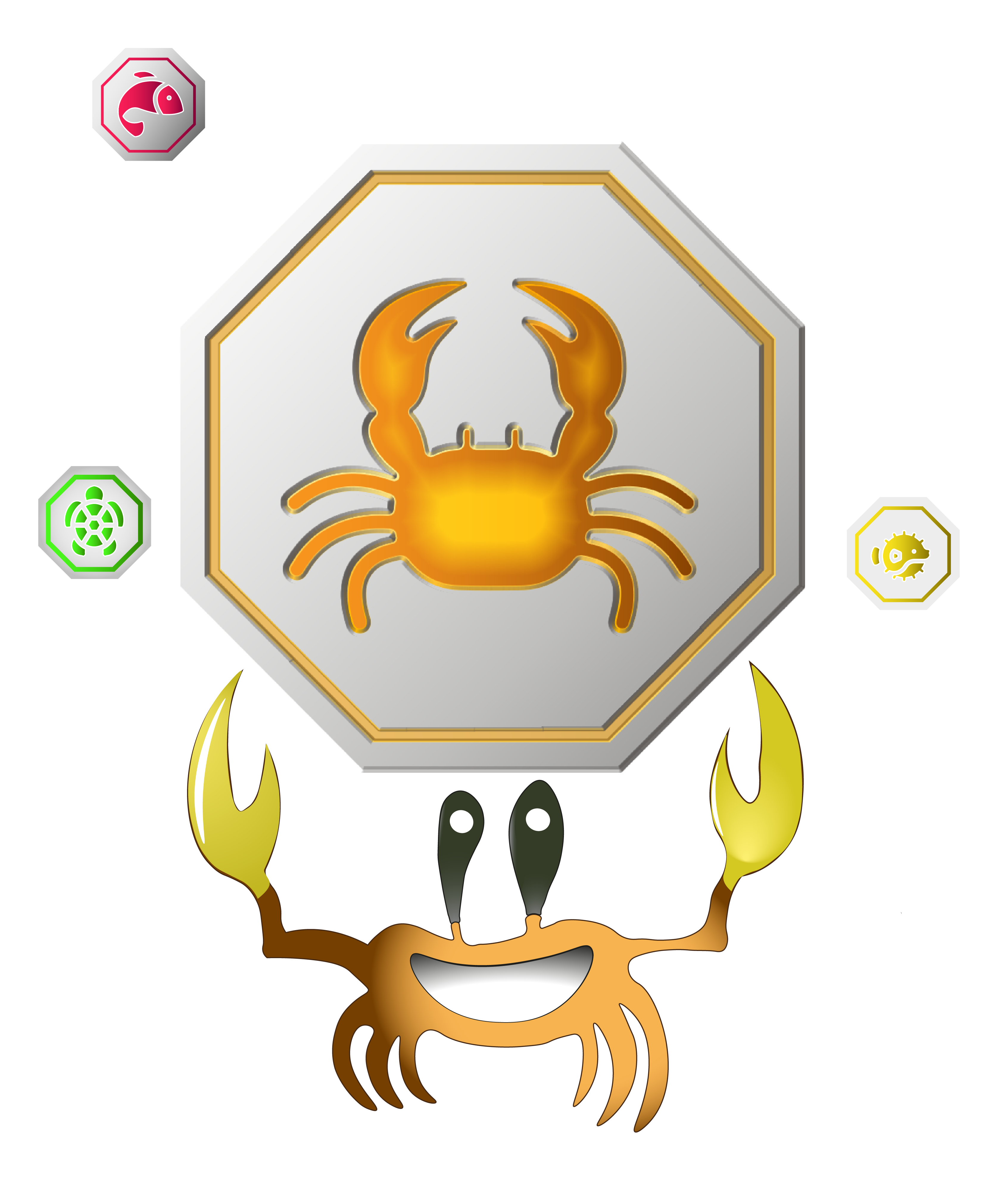 Mascote iiSoul ao lado dos certificados